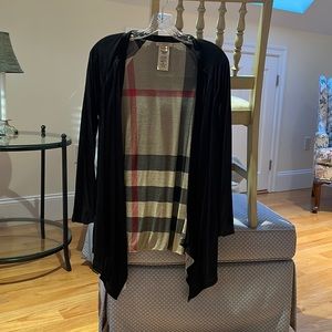 Burberry Brit Jersey Sweater Cardigan Waterfall Black/Nova check Reversible